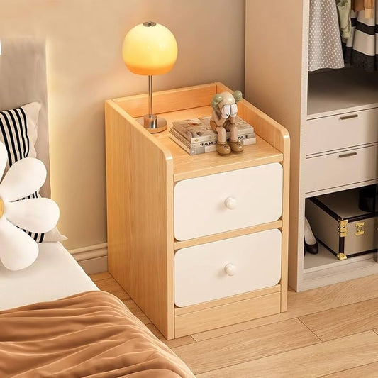 Nordic-Style Wooden Bedside Table (2-Drawer)