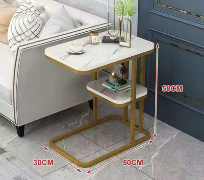 Luxury Marble Side Table with Gold Frame