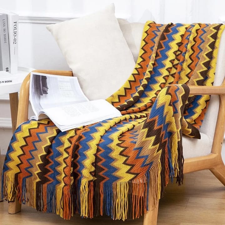 Bohemian Knitted Throw Blanket