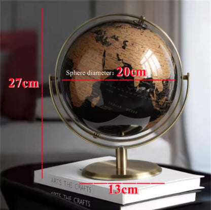 Elegant Rotating Atlas Globe – 27cm Height (Gold & Black Design)