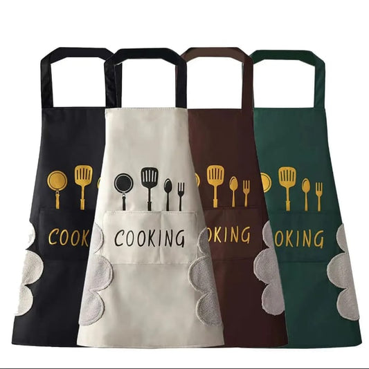 Waterproof Adult Kitchen Aprons with Side Wipes