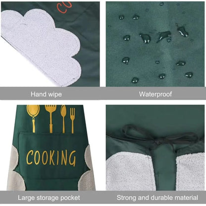Waterproof Adult Kitchen Aprons with Side Wipes