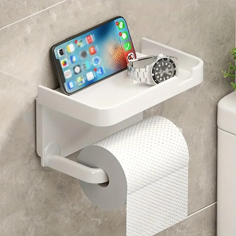 Bathroom Tissue Paper Holder with Phone Shelf