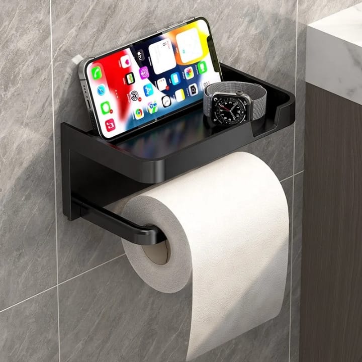 Bathroom Tissue Paper Holder with Phone Shelf
