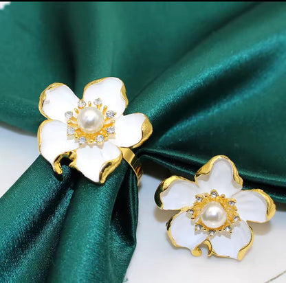 Luxury Floral Napkin Ring Holder- 6pieces