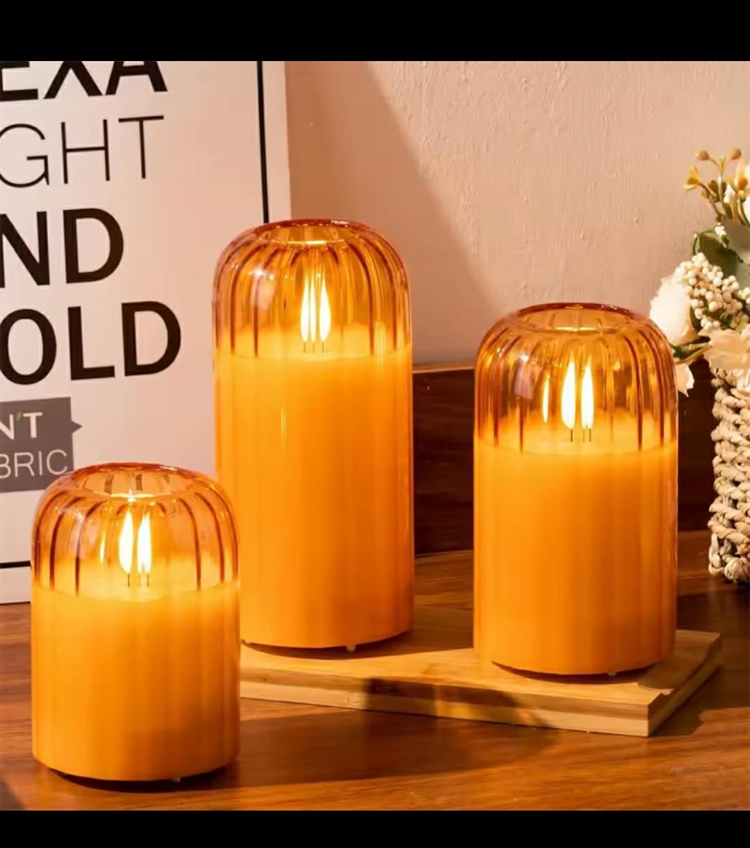 3 in 1 Advanced Glass LED Decor Candle Set