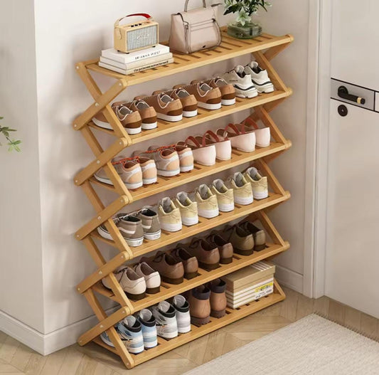 5-Tier Foldable Bamboo Shoe Rack