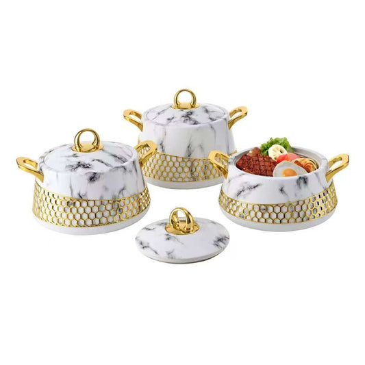 Elegant Marble Hotpots with Gold Detail - Serveware