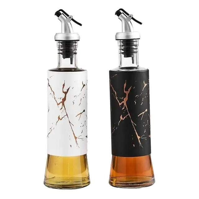 glass oil dispenser marble themed