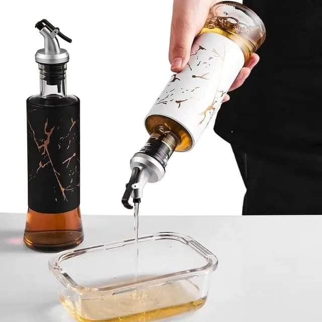 glass oil dispenser marble themed