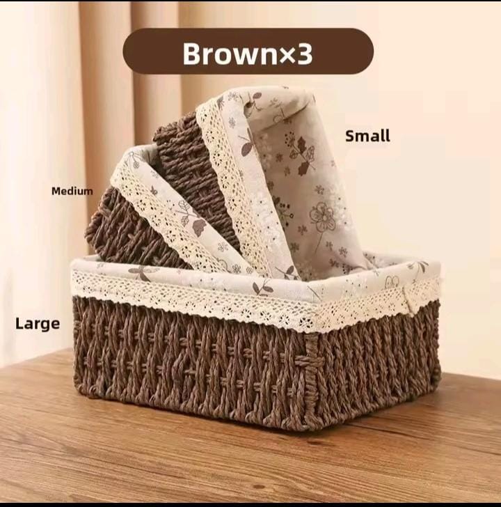 3-in-1 Handwoven Rattan Storage Baskets