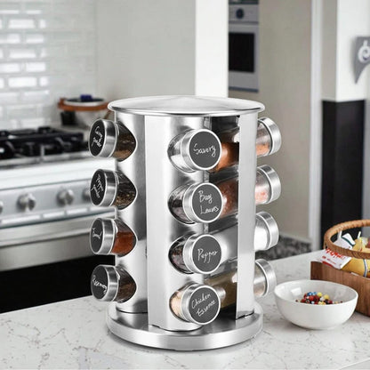 12-in-1 Rotating Spice Rack – Stylish & Space-Saving Kitchen Organizer/