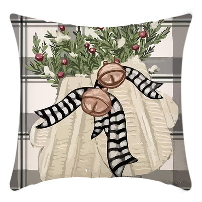 Christmas Themed Linen Throw Pillow Covers (45×45cm)