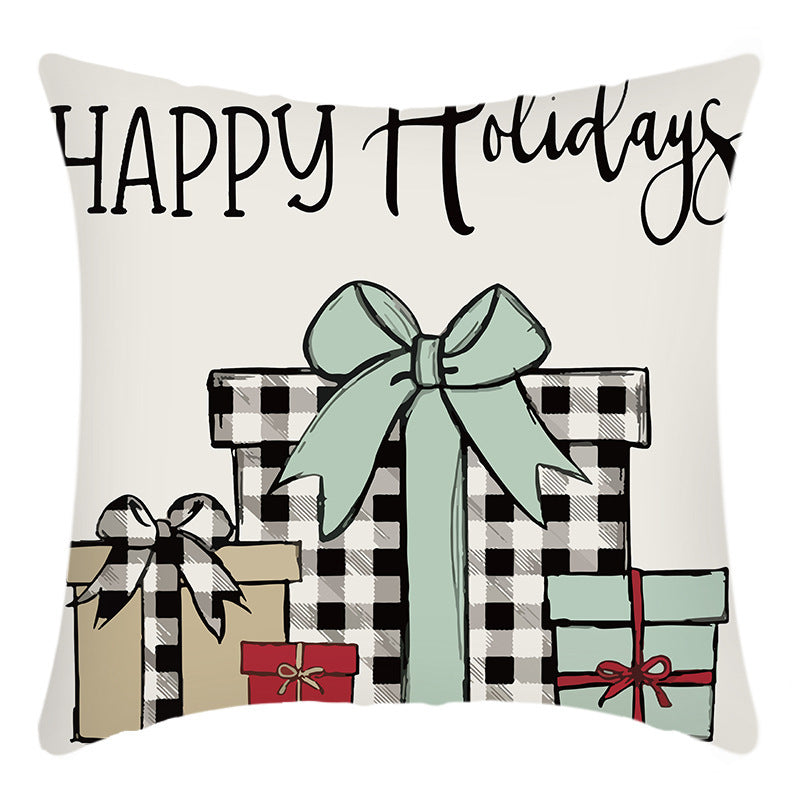 Christmas Themed Linen Throw Pillow Covers (45×45cm)