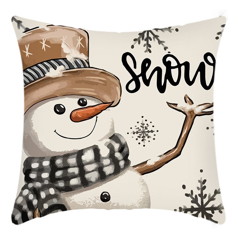 Christmas Themed Linen Throw Pillow Covers (45×45cm)