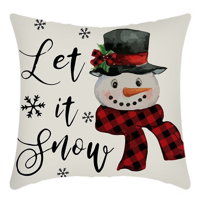 Christmas Themed Linen Throw Pillow Covers (45×45cm)