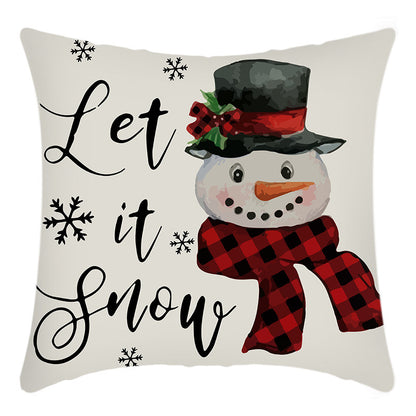 Christmas Themed Linen Throw Pillow Covers (45×45cm)