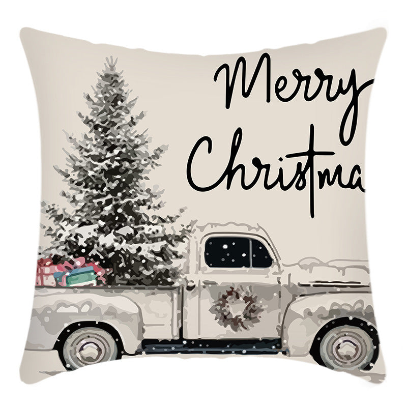 Christmas Themed Linen Throw Pillow Covers (45×45cm)