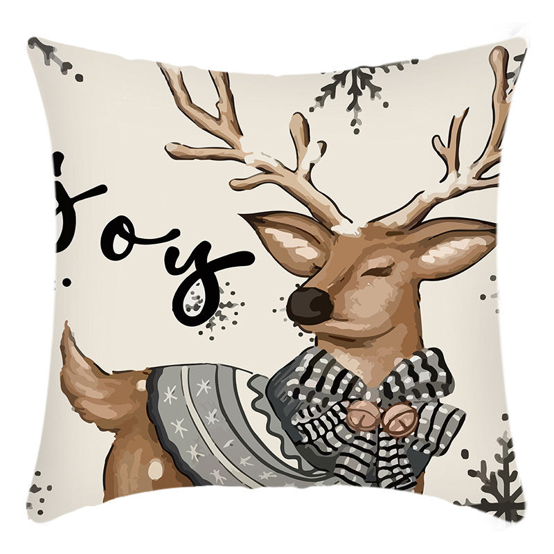 Christmas Themed Linen Throw Pillow Covers (45×45cm)