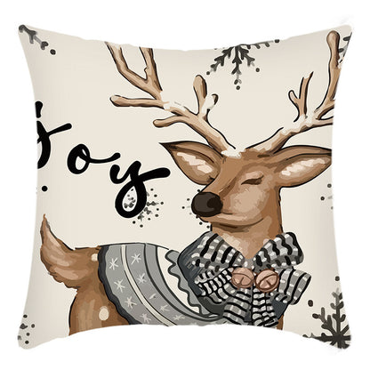 Christmas Themed Linen Throw Pillow Covers (45×45cm)