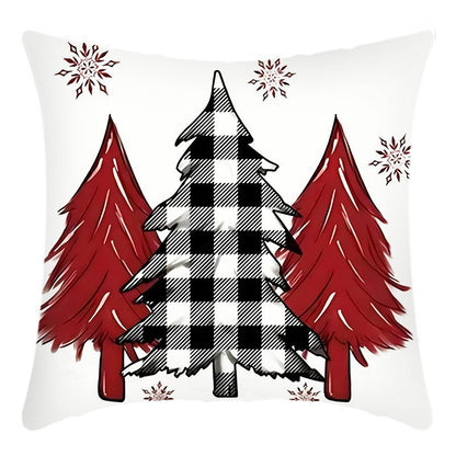 Christmas Themed Linen Throw Pillow Covers (45×45cm)