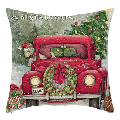 Christmas Themed Linen Throw Pillow Covers (45×45cm)