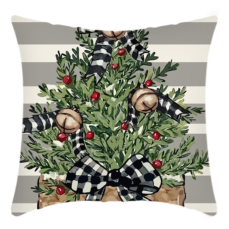 Christmas Themed Linen Throw Pillow Covers (45×45cm)