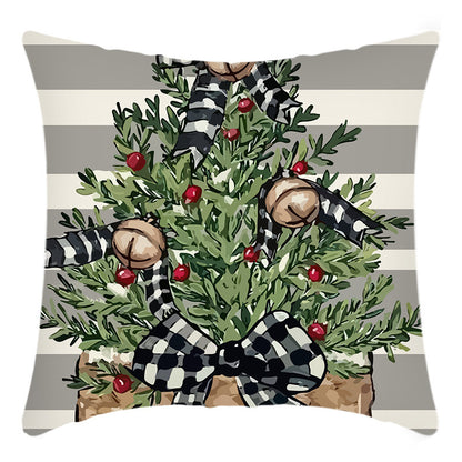 Christmas Themed Linen Throw Pillow Covers (45×45cm)