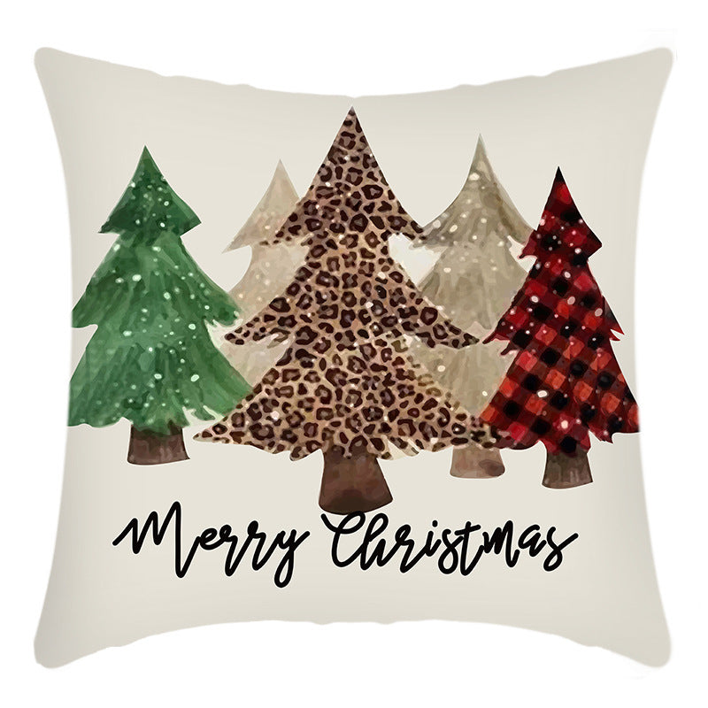 Christmas Themed Linen Throw Pillow Covers (45×45cm)