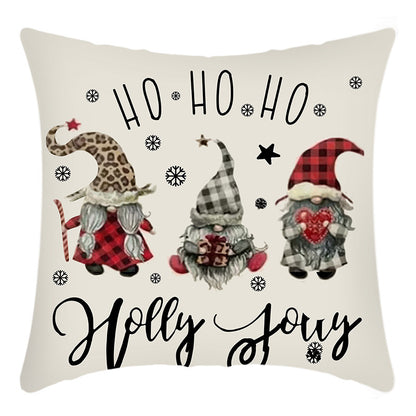 Christmas Themed Linen Throw Pillow Covers (45×45cm)