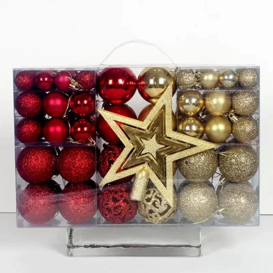 101-Piece Christmas Tree Decoration Balls Set-Rose Gold, Gold,  Silver,  Red,  Red & Gold