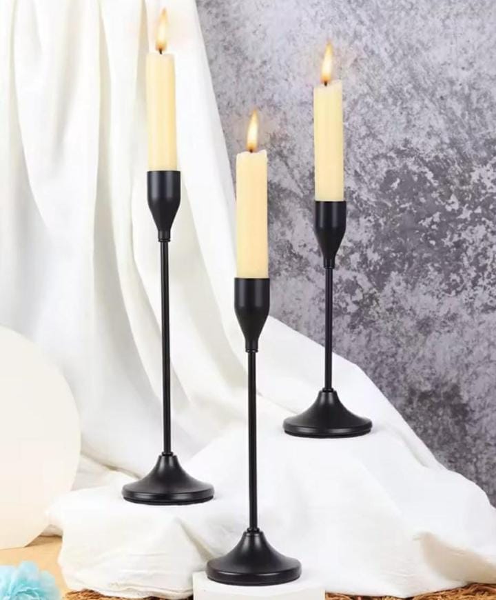 Classic 3-in-1 Metallic Candle Holder Set