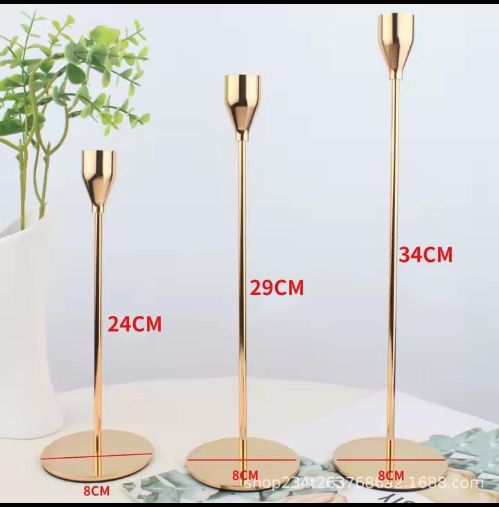 Classic 3-in-1 Metallic Candle Holder Set