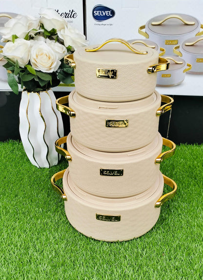 Leather Lite luxury high quality insulated Hot Pot Set - 4 Pieces (1L | 1.5L | 2.5L | 3.5L)