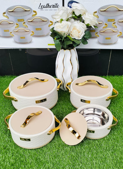 Leather Lite luxury high quality insulated Hot Pot Set - 4 Pieces (1L | 1.5L | 2.5L | 3.5L)