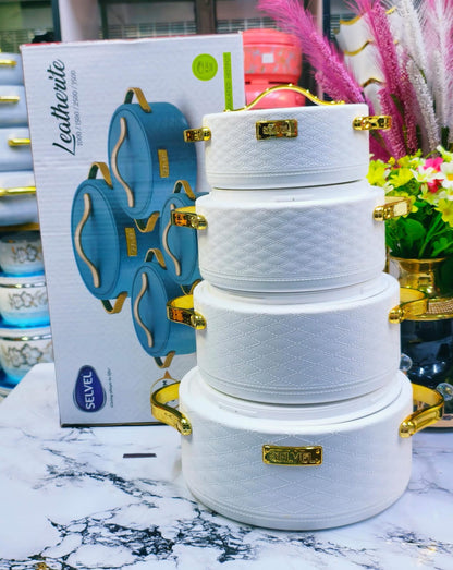 Leather Lite luxury high quality insulated Hot Pot Set - 4 Pieces (1L | 1.5L | 2.5L | 3.5L)