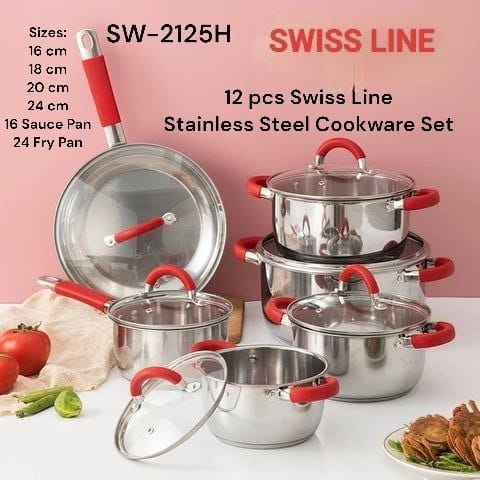 12-Piece Swiss Line Stainless Steel Cookware Set (SW-2125H)