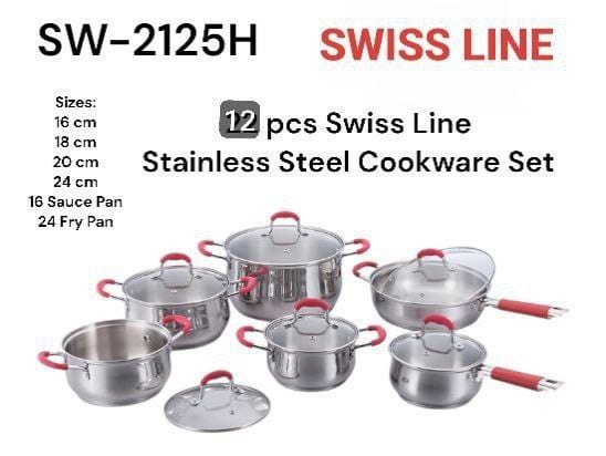 12-Piece Swiss Line Stainless Steel Cookware Set (SW-2125H)