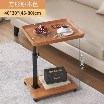 Adjustable Height Sofa Side Table with Wheels