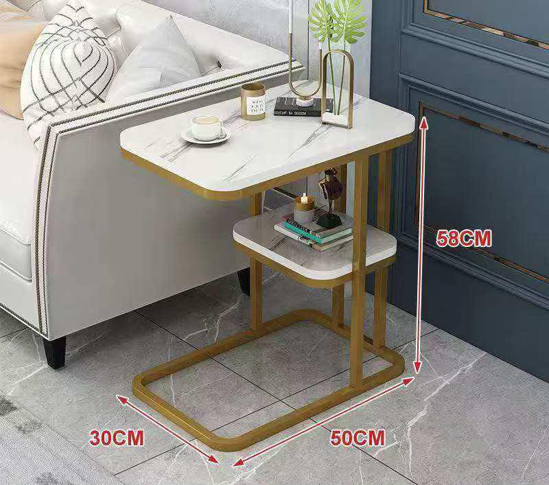 Luxury Marble Side Table with Gold Frame