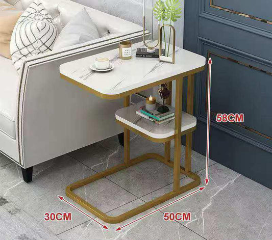 Luxury Marble Side Table with Gold Frame