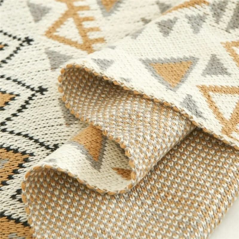 Nordic Bohemian knitted throw blankets with tassels