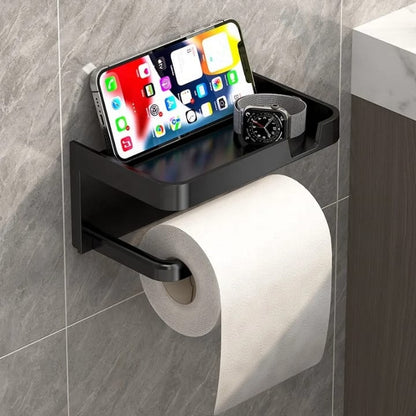 Bathroom Tissue Paper Holder with Phone Shelf