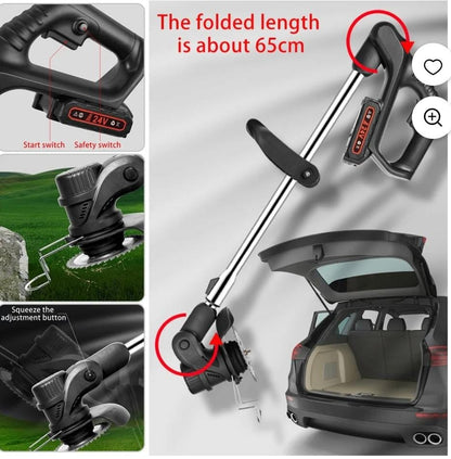 Cordless Electric Lawn Mower & Foldable Adjustable Trimmer