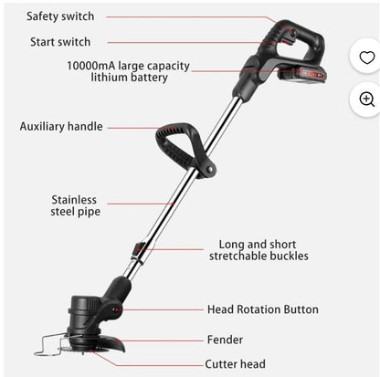 Cordless Electric Lawn Mower & Foldable Adjustable Trimmer
