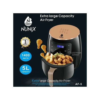Nunix Electric 5L Extra Large Air Fryer – Healthier, Faster Cooking