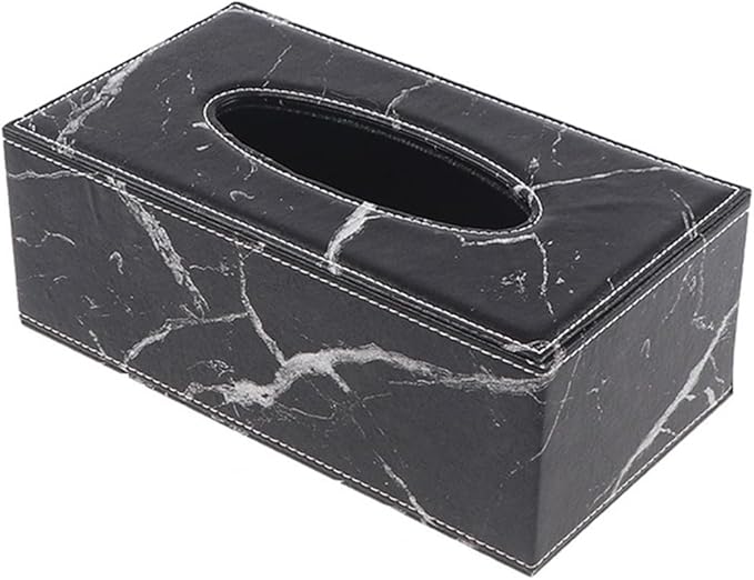 Black & Gold Marble Tissue Box Cover – Modern Bathroom Tissue Holder with Secure Lock