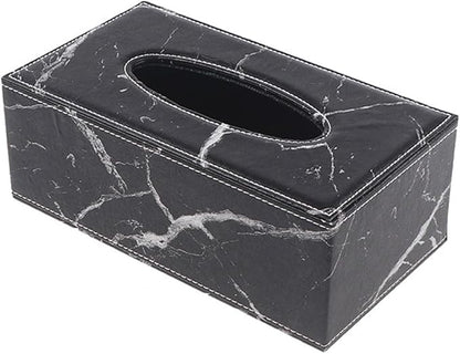 Black & Gold Marble Tissue Box Cover – Modern Bathroom Tissue Holder with Secure Lock
