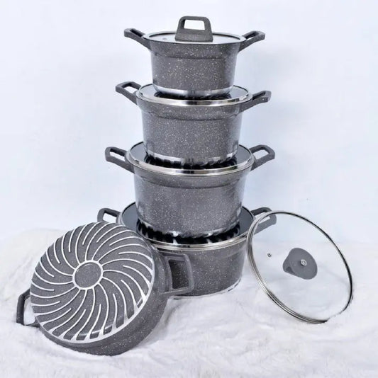 Granite bosch Non Stick Cookware Set Pots Sufurias with glass lids