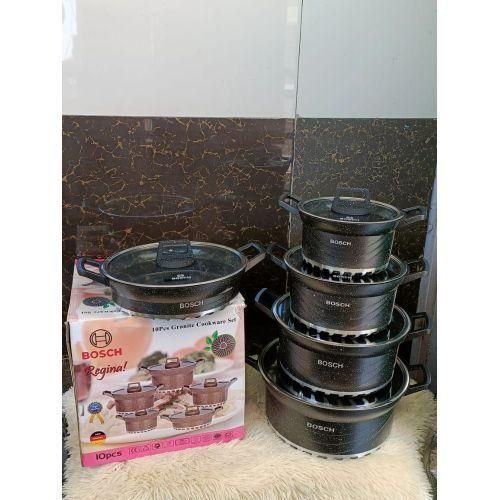 Granite bosch Non Stick Cookware Set Pots Sufurias with glass lids